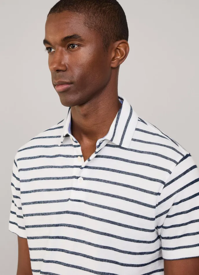 Men Polo Shirts Faonnable Regular Fit Striped Polo White