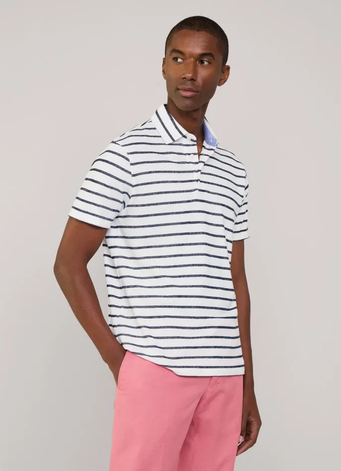 Men Polo Shirts Faonnable Regular Fit Striped Polo White
