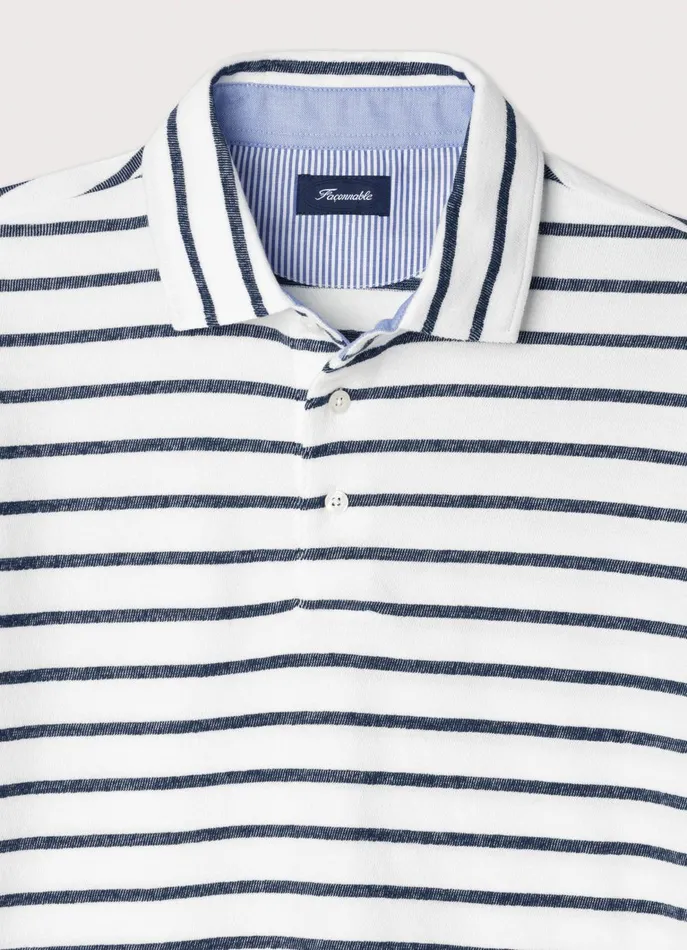 Men Polo Shirts Faonnable Regular Fit Striped Polo White