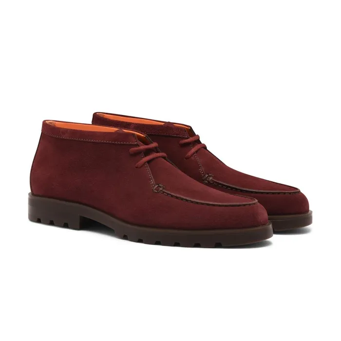 Men Red Suede Desert Boot Santoni Boots
