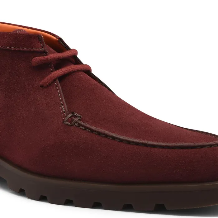 Men Red Suede Desert Boot Santoni Boots