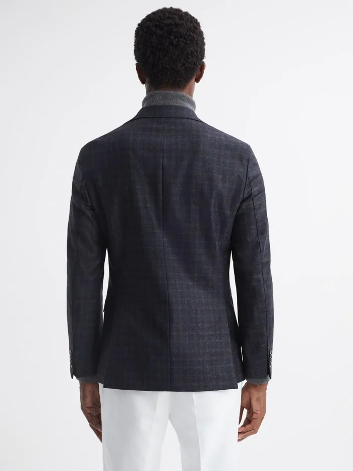 Men Reiss Blazers Jacobson Wool Double Breasted Blazer Navy
