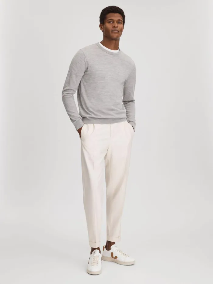 Men Reiss Brands Vegan Leather Trainers White Camel