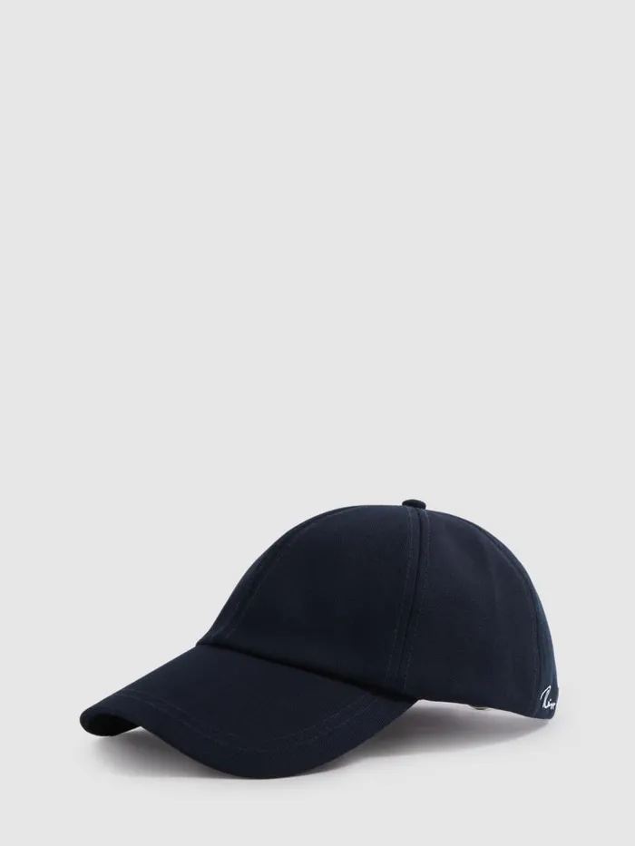 Men Reiss Hats Gloves and Scarves Felix Cotton Embroidered Baseball Cap Navy
