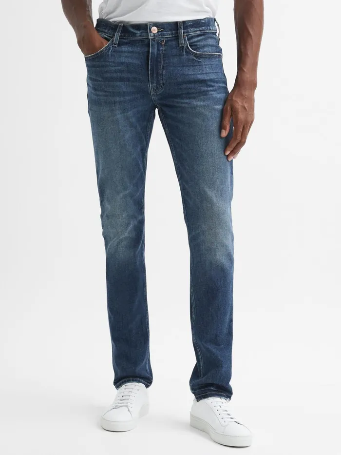 Men Reiss Jeans High Slim Fit Stretch Jeans Parks Blue