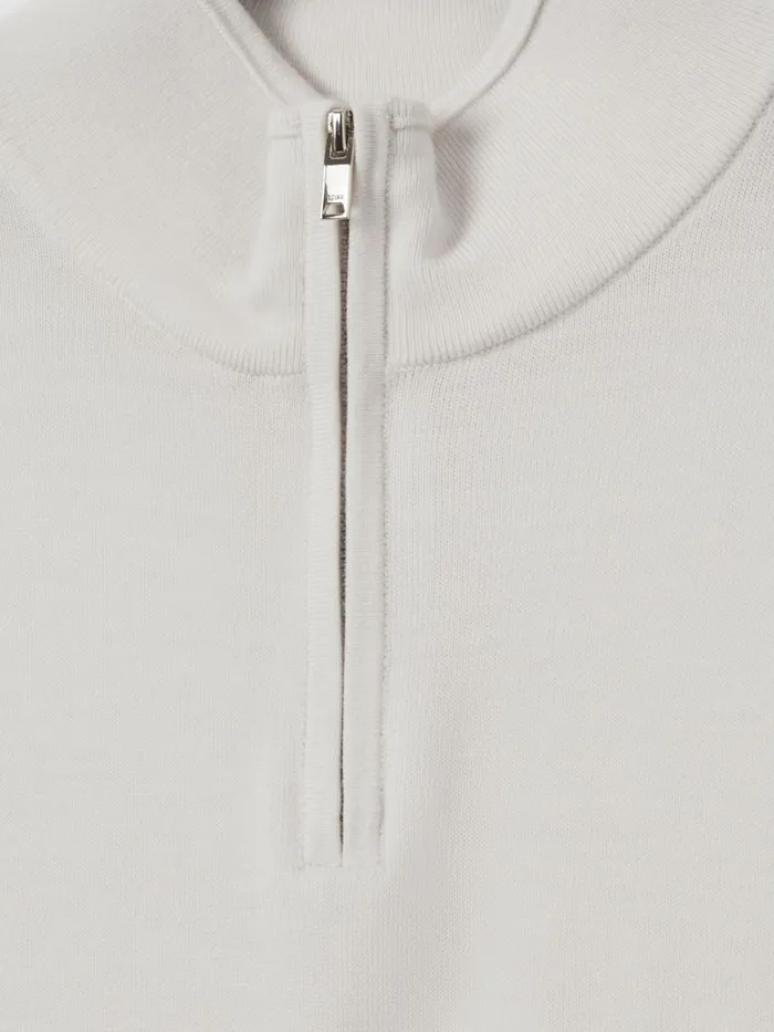 Men Reiss Knitwear Blackhall Merino Wool Half Zip Funnel Neck Jumper Snow