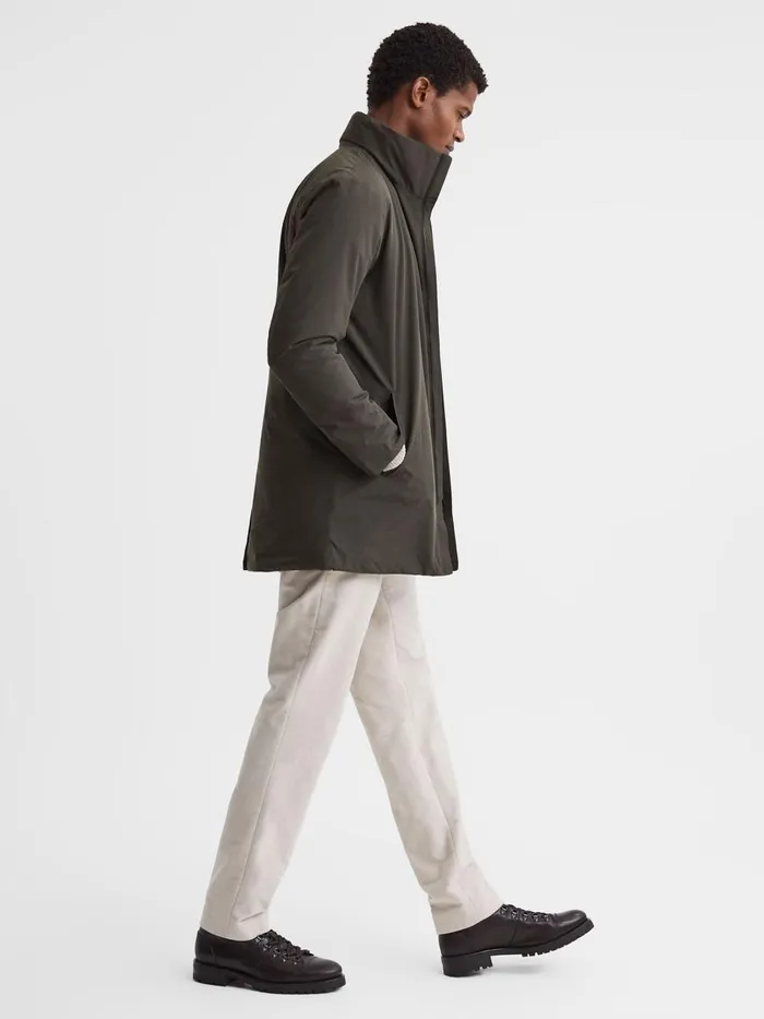 Men Reiss Outerwear and Coats Edition MidLength Coat Dark Olive
