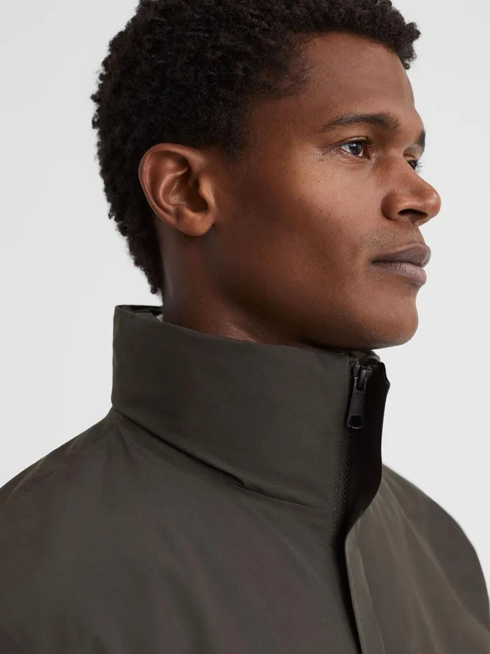 Men Reiss Outerwear and Coats Edition MidLength Coat Dark Olive