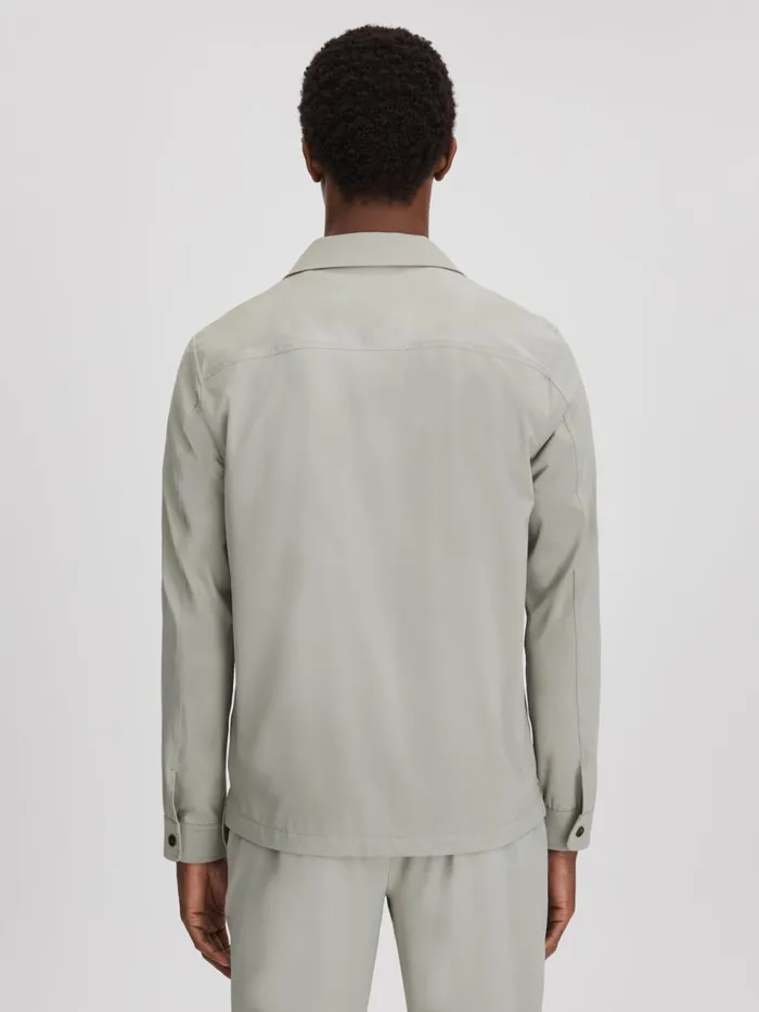 Men Reiss Outerwear and Coats Hylo Technical ZipThrough Jacket Light Sage Green