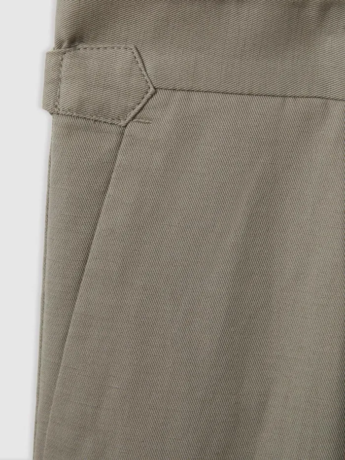 Men Reiss Pants Com Relaxed Cropped Trousers With TurnedUp Hems Light Khaki