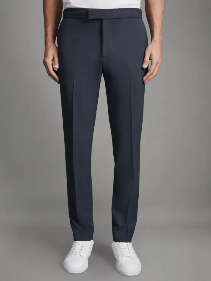 Men Reiss Pants Found Relaxed Drawstring Trousers Airforce Blue