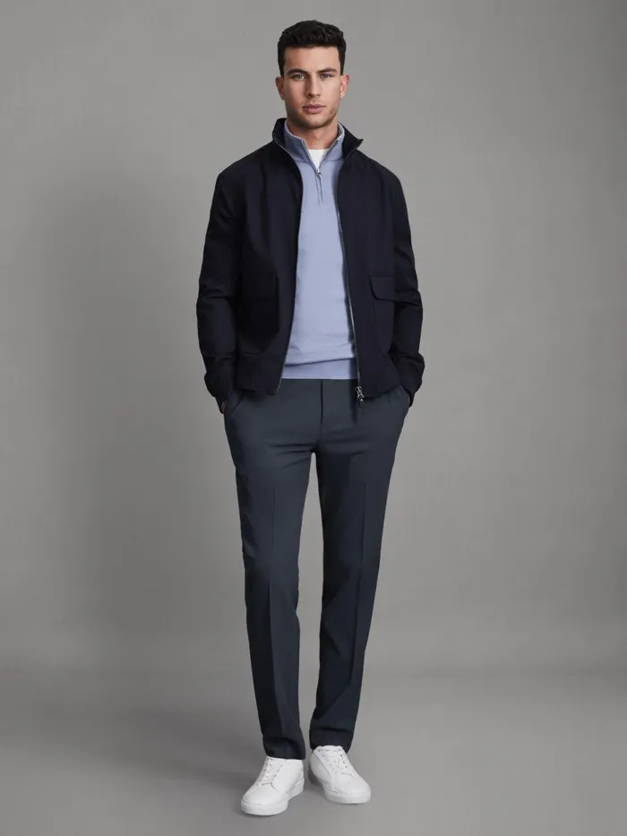 Men Reiss Pants Found Relaxed Drawstring Trousers Airforce Blue