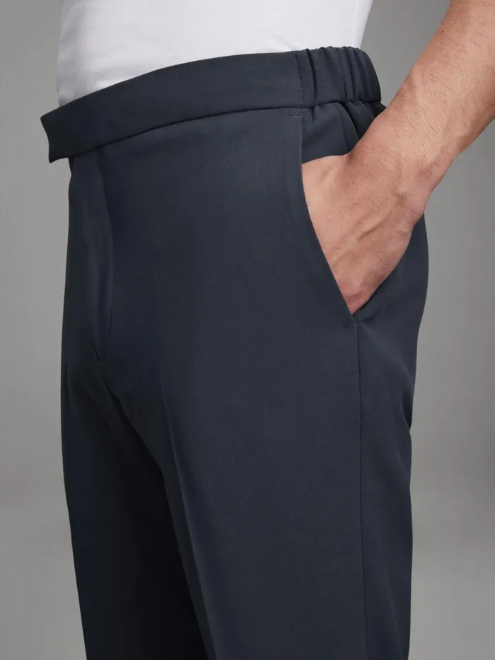 Men Reiss Pants Found Relaxed Drawstring Trousers Airforce Blue