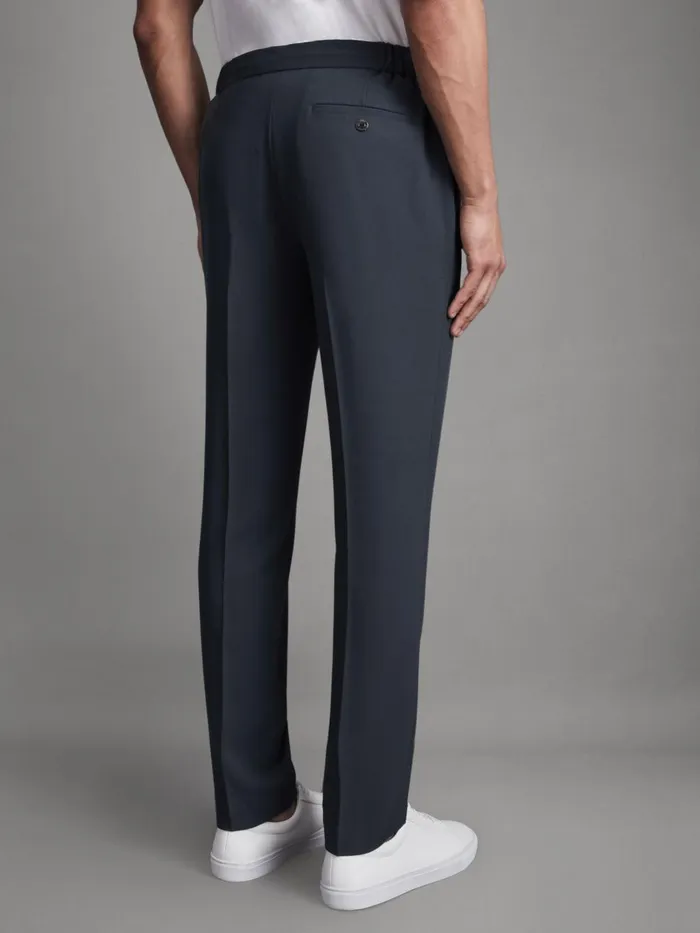 Men Reiss Pants Found Relaxed Drawstring Trousers Airforce Blue