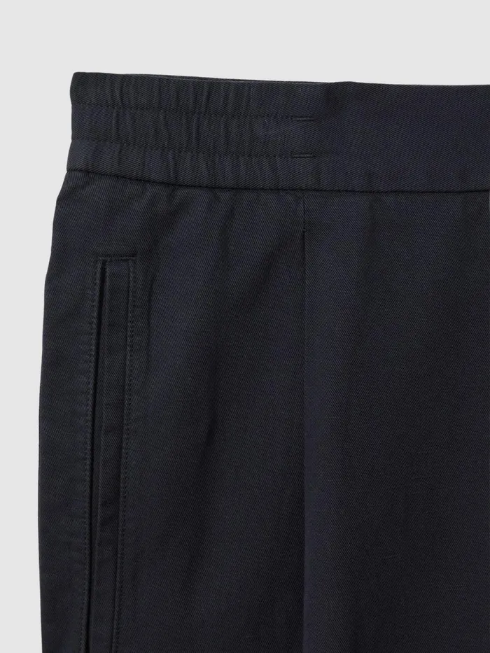 Men Reiss Pants Pact Relaxed Cotton Blend Elasticated Waist Trousers Navy