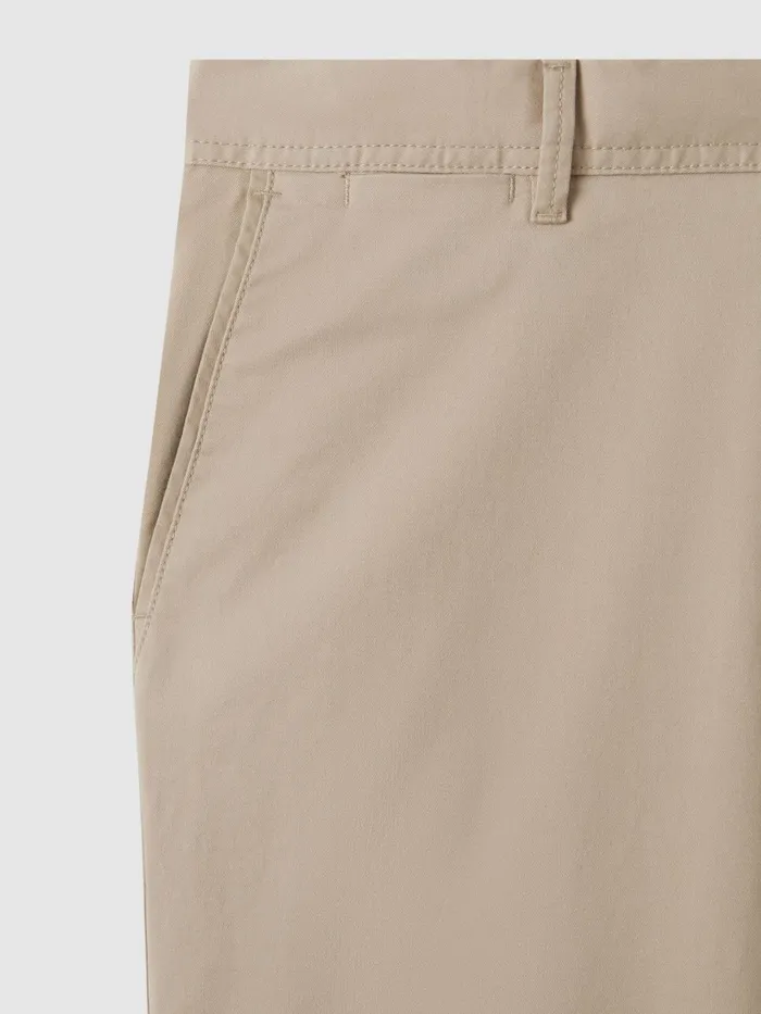 Men Reiss Pants Pitch Slim Fit Washed Cotton Blend Chinos Stone