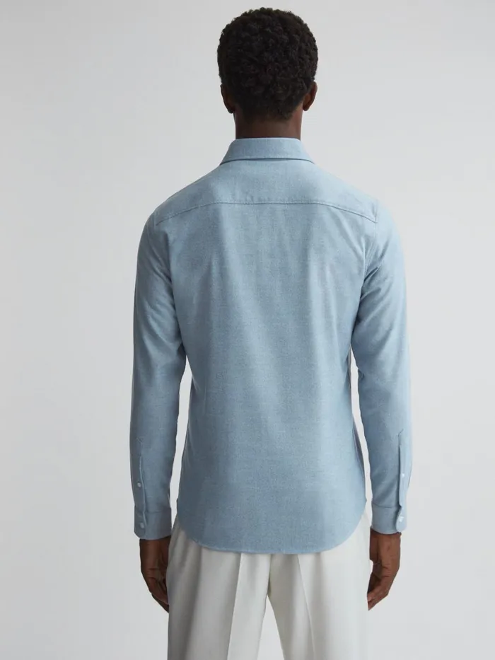 Men Reiss Shirts Chaser ButtonThrough Twin Pocket Overshirt Soft Blue Melange