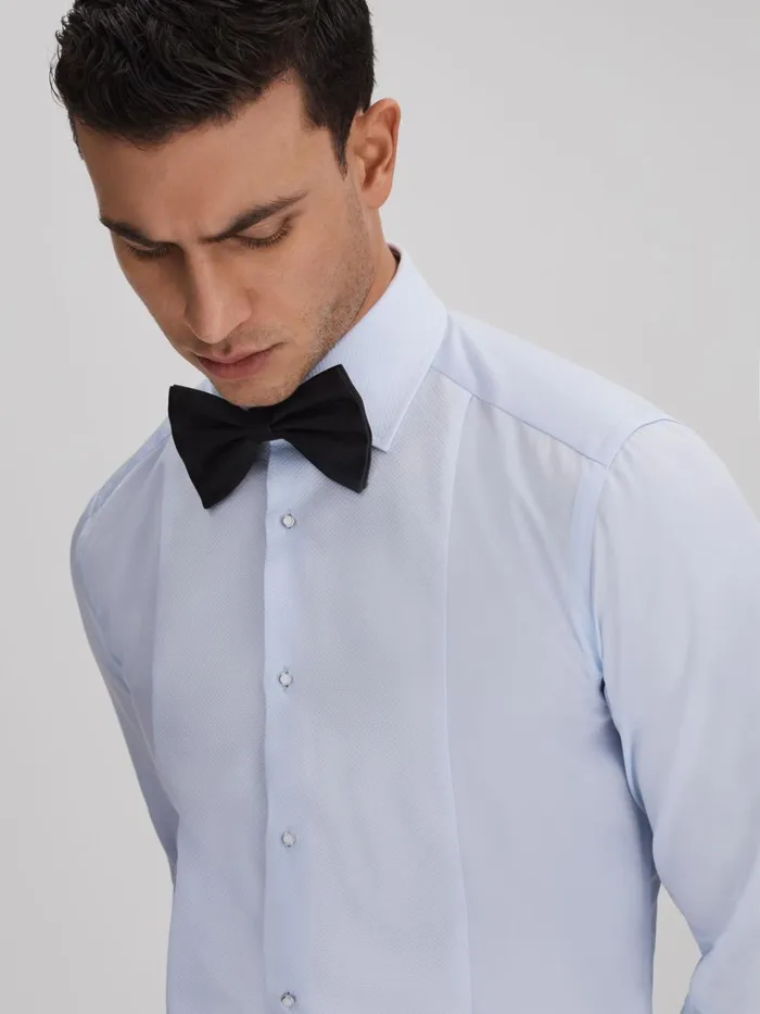Men Reiss Shirts Marcel Slim Fit Cotton Marcella Tuxedo Shirt Soft Blue