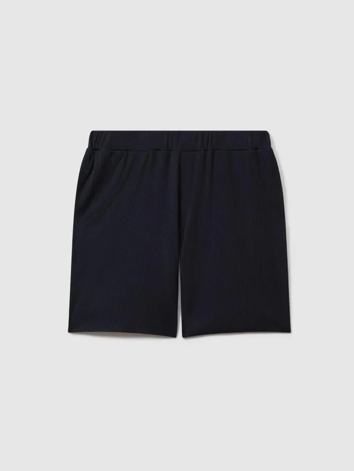 Men Reiss Shorts Conor Ribbed Elasticated Waist Shorts Navy