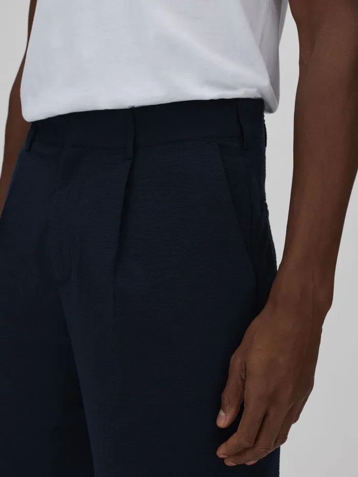 Men Reiss Shorts London Seersucker Shorts Navy