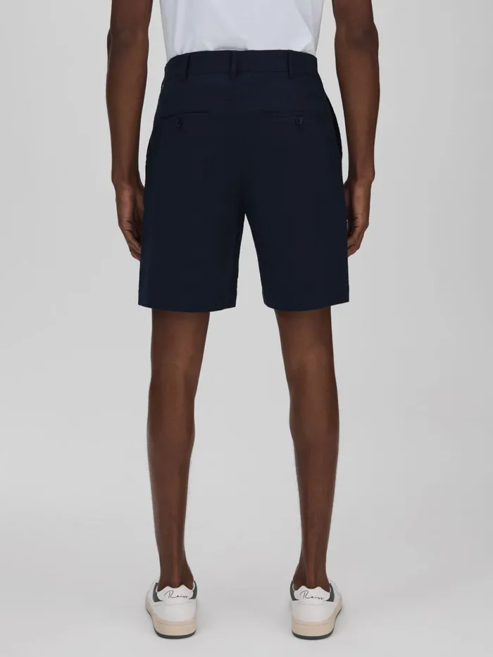 Men Reiss Shorts London Seersucker Shorts Navy