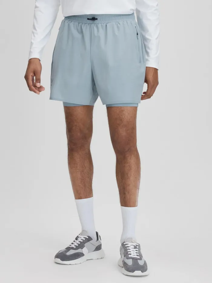 Men Reiss Shorts Robert Castore Water Repellent 2in1 Shorts Blue Silver