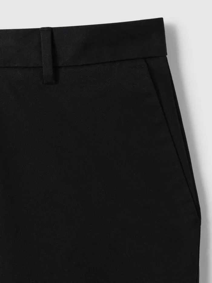 Men Reiss Shorts Wicket Modern Fit Cotton Blend Chino Shorts Black