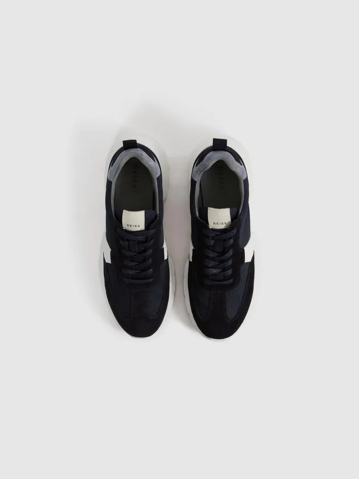 Men Reiss Sneakers Evo Lite Running Trainers Navy