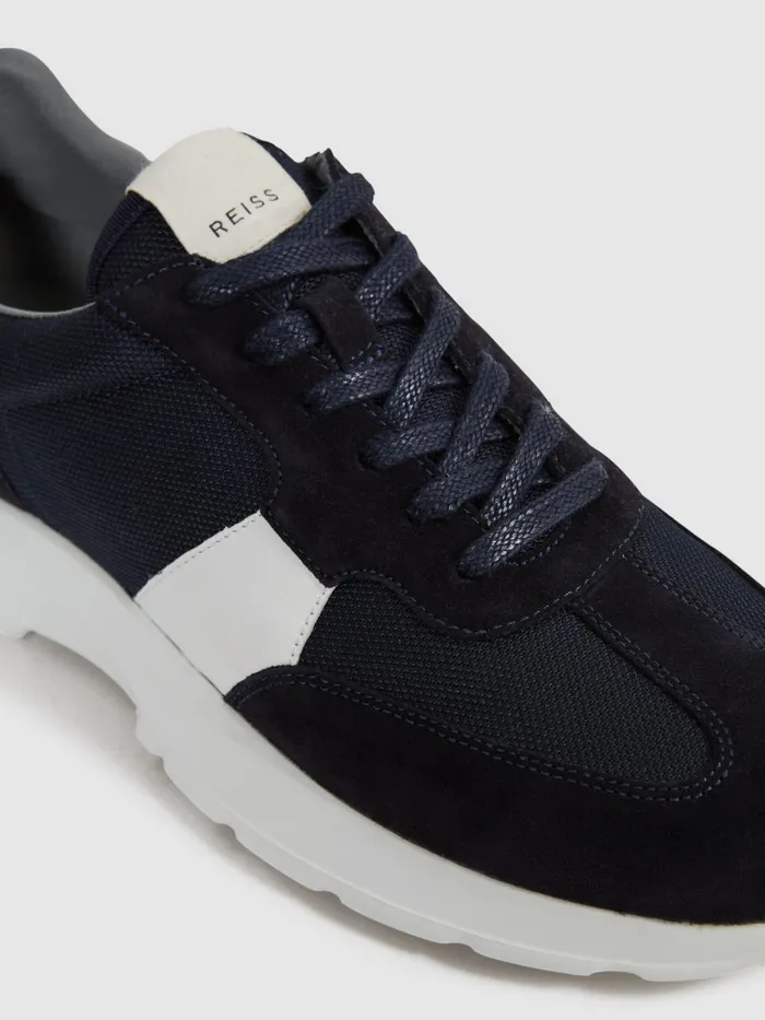 Men Reiss Sneakers Evo Lite Running Trainers Navy