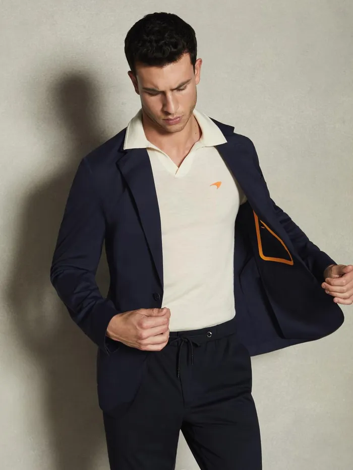 Men Reiss Suits and Tailoring F1 Technical Single Breasted Blazer Navy