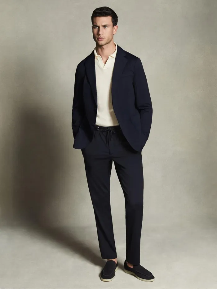 Men Reiss Suits and Tailoring F1 Technical Single Breasted Blazer Navy