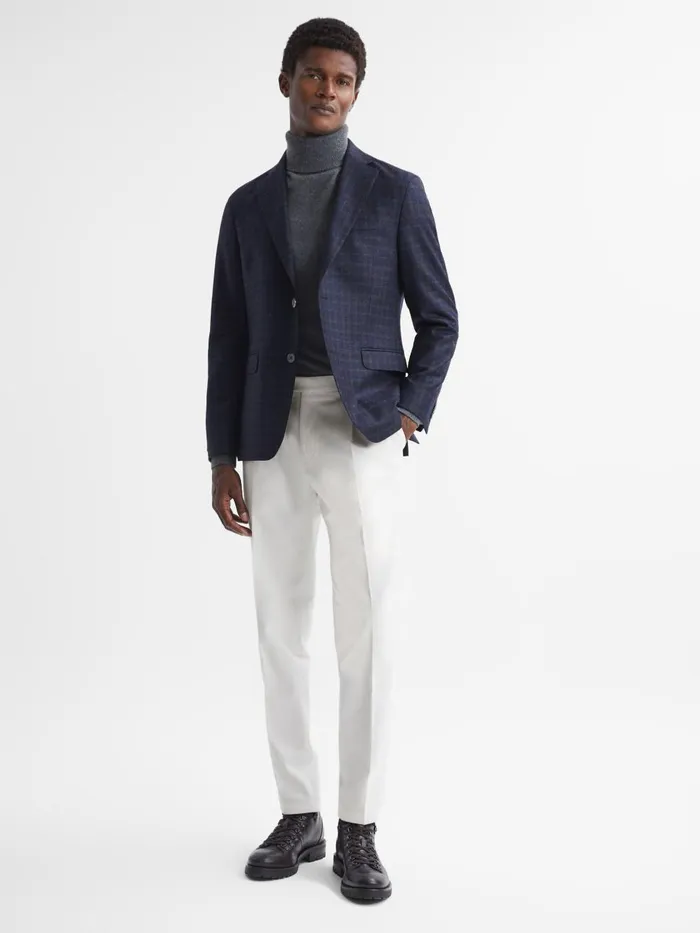Men Reiss Suits and Tailoring Jacobson Slim Fit Adjustable Cotton Trousers Snow White