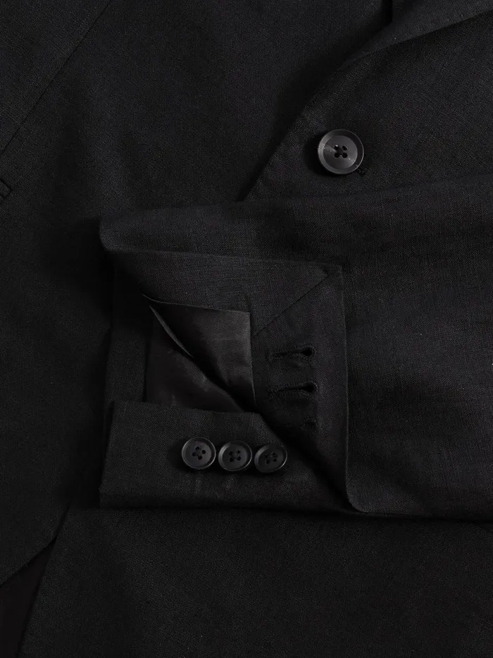 Men Reiss Suits and Tailoring Kin Slim Fit Single Breasted Linen Blazer Black