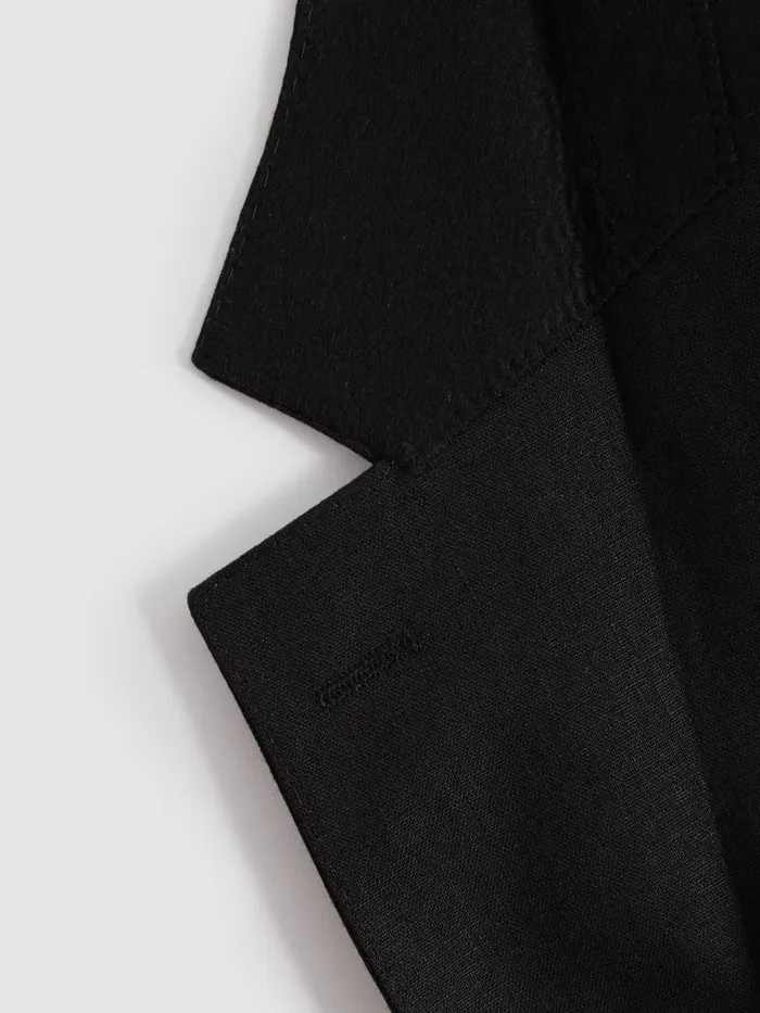 Men Reiss Suits and Tailoring Kin Slim Fit Single Breasted Linen Blazer Black