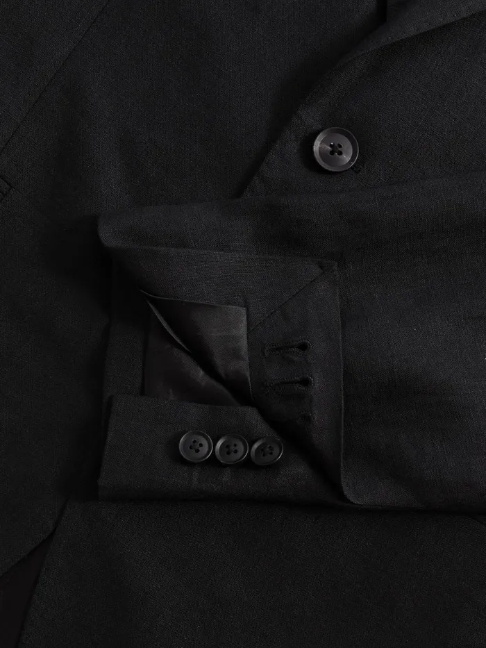 Men Reiss Suits and Tailoring Kin Slim Fit Single Breasted Linen Blazer Black