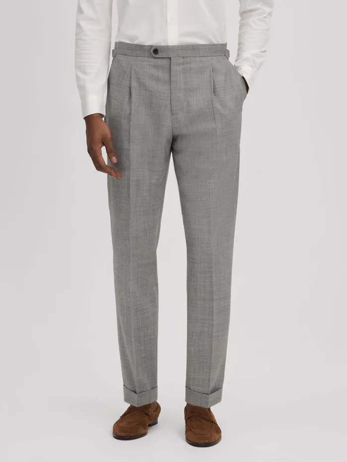 Men Reiss Suits and Tailoring Valentine Slim Fit Wool Blend Trousers With TurnUps Soft Grey Men Reiss Suits and Tailoring Valentine Slim Fit Wool Blend Trousers With TurnUps Soft Grey
