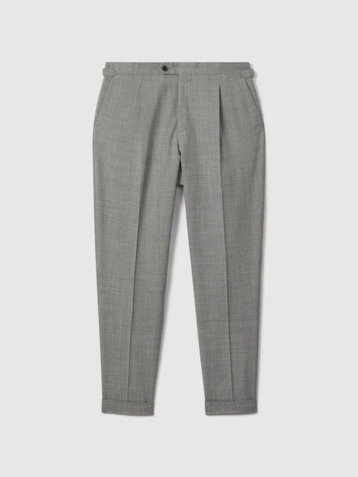 Men Reiss Suits and Tailoring Valentine Slim Fit Wool Blend Trousers With TurnUps Soft Grey