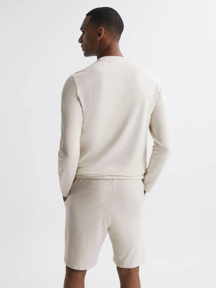 Men Reiss Sweats Hoodies and Joggers Adam Crew Neck Fleece Lined Jumper Oatmeal Melange