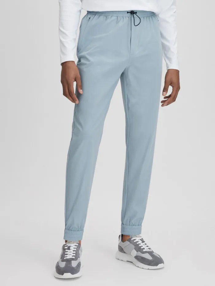 Men Reiss Sweats Hoodies and Joggers Dax Castore Water Repellent Track Pants Blue Silver