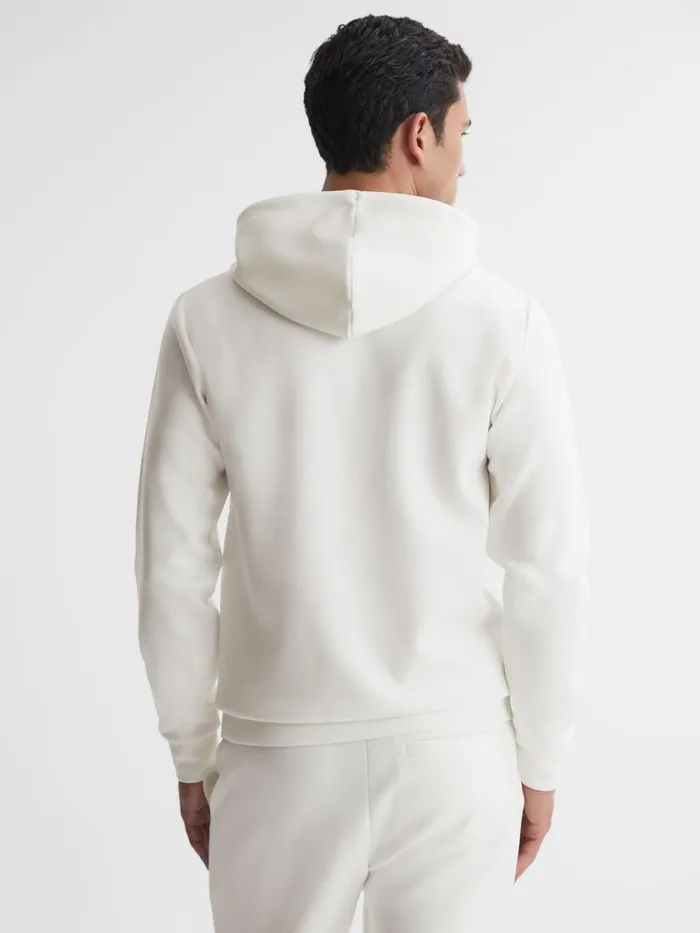 Men Reiss Sweats Hoodies and Joggers Fabien Interlock Jersey Drawstring Hoodie White