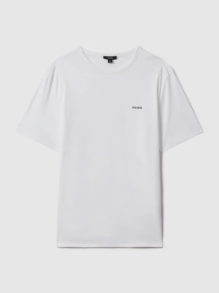 Men Reiss TShirts Russell Slim Fit Cotton Crew TShirt White
