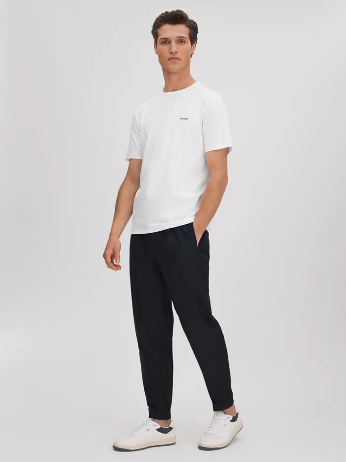 Men Reiss TShirts Russell Slim Fit Cotton Crew TShirt White
