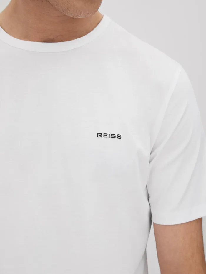 Men Reiss TShirts Russell Slim Fit Cotton Crew TShirt White