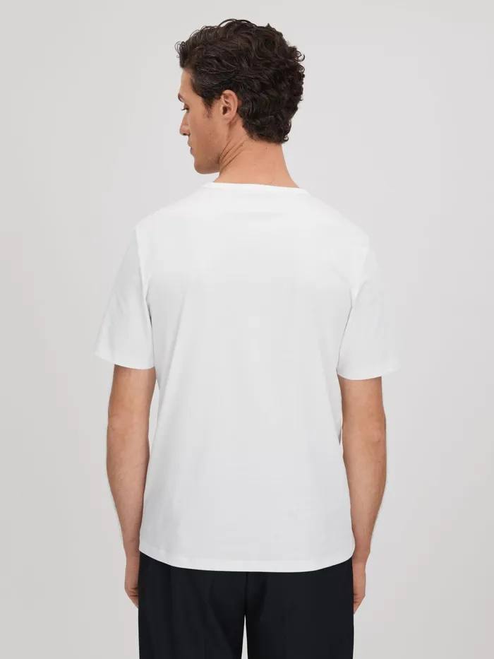 Men Reiss TShirts Russell Slim Fit Cotton Crew TShirt White