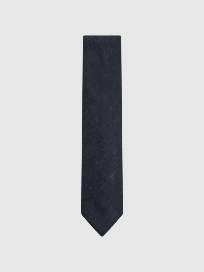 Men Reiss Ties and Pocket Squares Giotto Textured Silk Blend Tie Indigo
