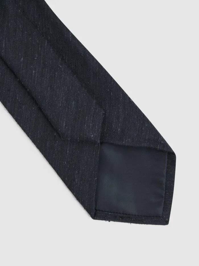 Men Reiss Ties and Pocket Squares Giotto Textured Silk Blend Tie Indigo
