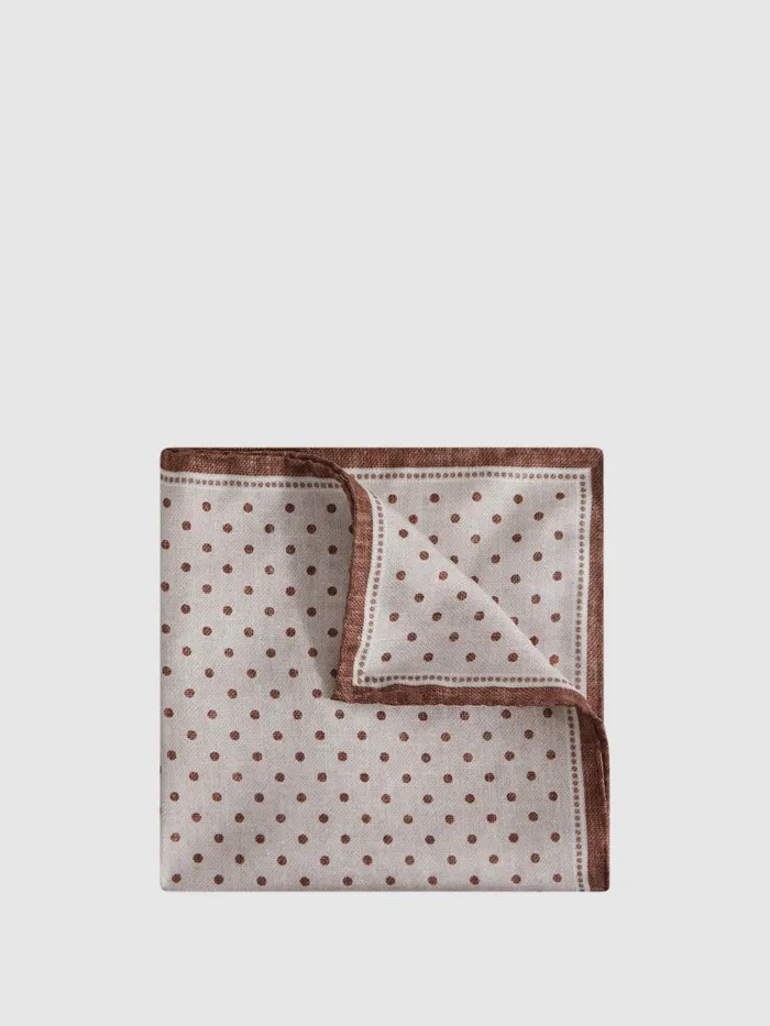Men Reiss Ties and Pocket Squares Vecchia Silk Polka Dot Pocket Square Oatmeal Melange Men Reiss Ties and Pocket Squares Vecchia Silk Polka Dot Pocket Square Oatmeal Melange