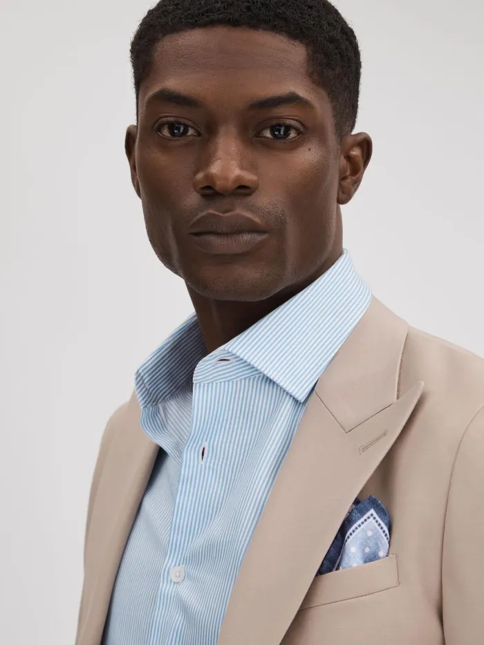 Men Reiss Ties and Pocket Squares Vecchia Silk Polka Dot Pocket Square Sky Blue