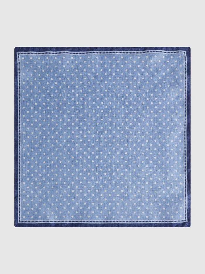 Men Reiss Ties and Pocket Squares Vecchia Silk Polka Dot Pocket Square Sky Blue