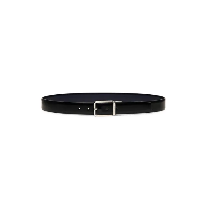 Men Reversible And Adjustable Black And Blue Leather Belt Santoni Belts